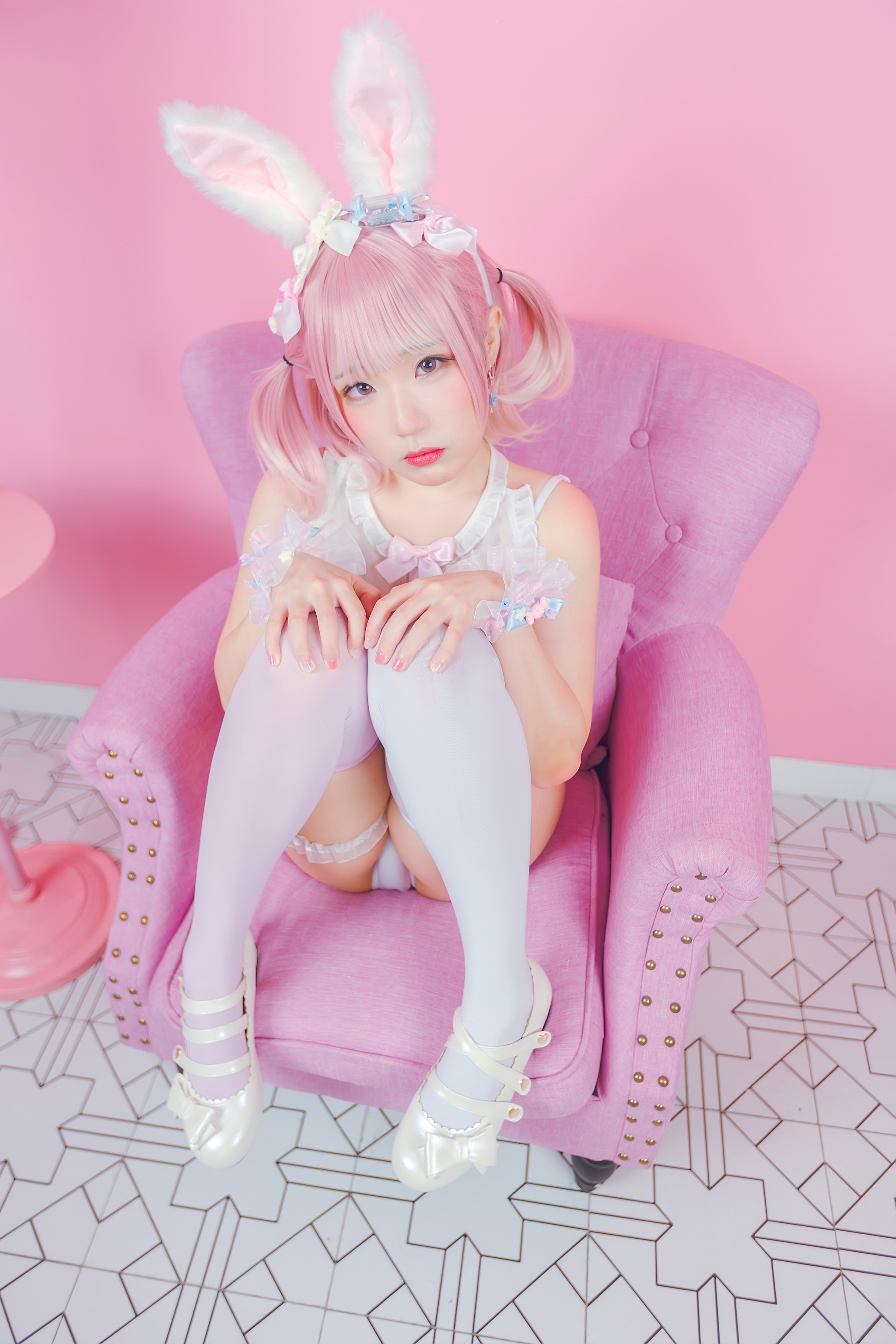 图片[1]-弥美Mime – NO.002 白粉色兔女郎 [30P]-XikXak